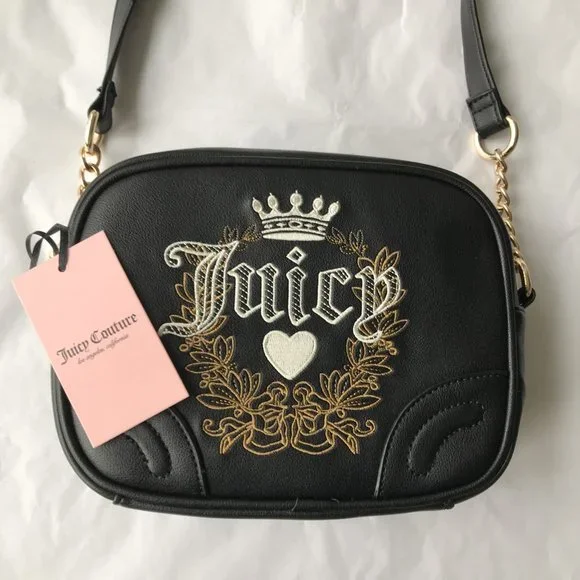 Juicy Couture Heritage Crossbody Licorice Embroidered Logo BLACK - Picture 6 of 6